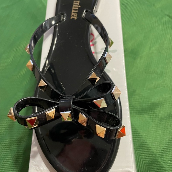 Olivia Miller Black Sandals with Gold Studs - Picture 3 of 5